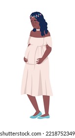 Tranquil pregnant woman semi flat color vector character. Editable figure. Full body person on white. Fertility simple cartoon style illustration for web graphic design and animation