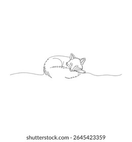 Uma tranquila raposa adormecida delicada ilustração de arte de linha única representando serenidade e beleza natural