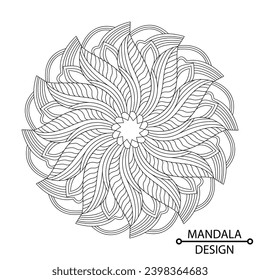 Tranquil Spirals Mandala of Coloring Book Page for Adults and Children. Easy Mandala Coloring Book Pages for Adults to Relax, Experiences Give Relief. Resizeable Vector File.
