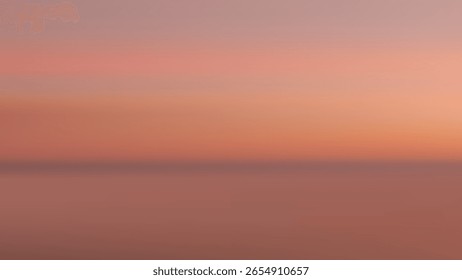 Um pôr do sol tranquilo com tons de gradiente rosa quente a laranja refletindo sobre um oceano calmo. ao ar livre para evocar um horizonte pacífico, ideal para cenas ou fundos da natureza