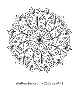 Página do livro de colorir Mandala Tesouros Tranquil. Fácil Mandala colorir páginas do livro para adultos para relaxar, experiências dar alívio. Arquivo de vetor redimensionável