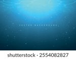 Tranquil underwater background featuring soft blue light rays, bubbles, and floating particles