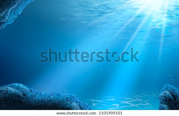 3dイラストで日差しのある静かな水中シーン のベクター画像素材 ロイヤリティフリー 1101909101