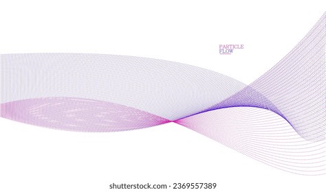 Fondo abstracto vectorial tranquilo con oleada de partículas fluidas, líneas de curva suave y fácil de mover, ilustración ventilada y relajante.