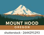 A tranquil view of Mount Hood, Oregon, where snow-covered peaks rise above the lush green forests, offering a peaceful, serene landscape perfect for outdoor enthusiasts and nature lovers