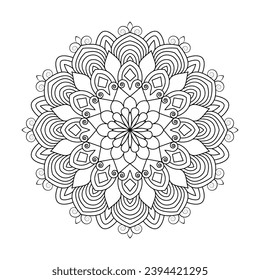 Tranquil Vortex Farbbuchseite Mandala. Einfaches Mandala-Design