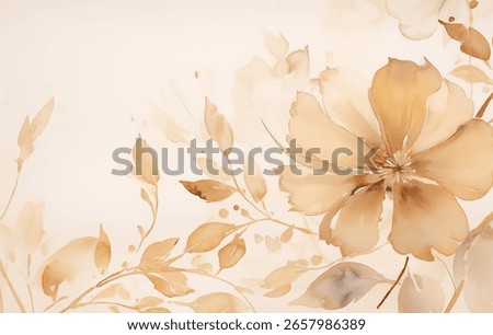 A tranquil and warm vector watercolor background showcasing soft golden flowers and leaves. The gentle hues evoke a sense of autumnal beauty, perfect for seasonal designs or artistic projects