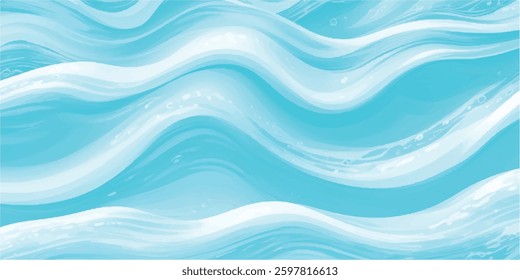 Tranquil Water Wave Background Featuring a Beautiful Watercolor Texture in Soft Shades of Blue and Green, Perfect for Elegant and Calm Ocean-Themed Visual Design Work.
