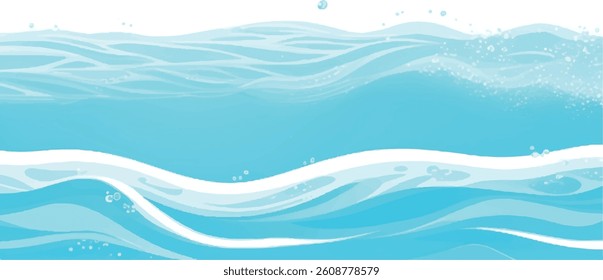 Tranquil Water Wave Background Featuring a Beautiful Watercolor Texture in Soft Shades of Blue and Green, Perfect for Elegant and Calm Ocean-Themed Visual Design Work.
