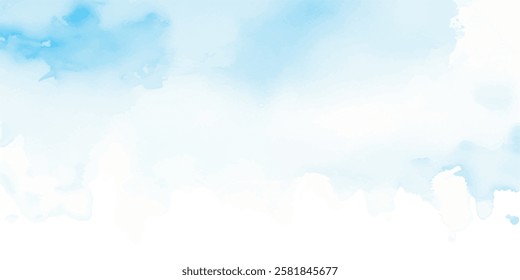 Tranquil Watercolor Illustration in Soft Sky Blue, Gently Hand-Painted onto White Wet Paper, Forming a Textured Canvas Full of Lush, Flowing Brush Strokes and a Calming Aquarelle Finish.
