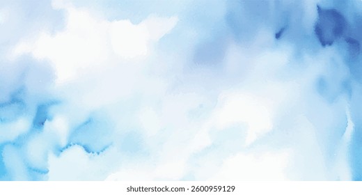 Tranquil Watercolor Illustration in Soft Sky Blue, Gently Hand-Painted onto White Wet Paper, Forming a Textured Canvas Full of Lush, Flowing Brush Strokes and a Calming Aquarelle Finish.
