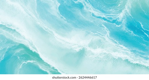 Tranquil watercolor sea texture featuring light blue and green hues. Hand-painted abstract art perfect for backgrounds, invitations, and creative projects.
