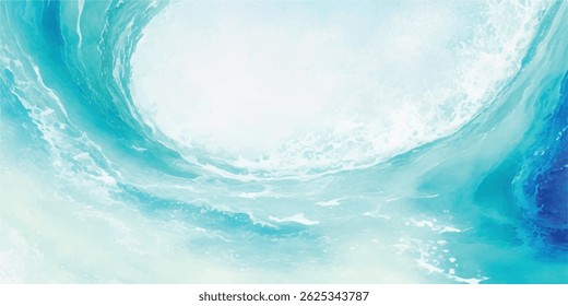 Tranquil watercolor sea texture featuring light blue and green hues. Hand-painted abstract art perfect for backgrounds, invitations, and creative projects.
