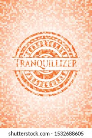 Tranquillizer abstract emblem, orange mosaic background