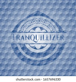 Tranquillizer blue emblem or badge with abstract geometric pattern background. Vector Illustration. Detailed.