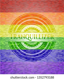 Tranquillizer emblem on mosaic background with the colors of the LGBT flag