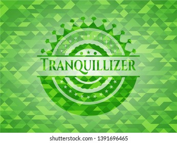 Tranquillizer green emblem with mosaic ecological style background. Vector Illustration. Detailed.