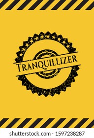 Tranquillizer inside warning sign, black grunge emblem. Vector Illustration. Detailed.