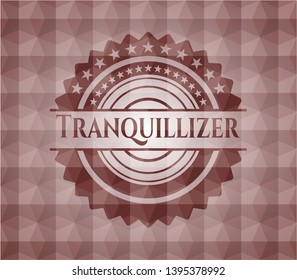 Tranquillizer red seamless emblem or badge with abstract geometric pattern background.