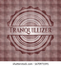 Tranquillizer red seamless emblem with geometric pattern background.