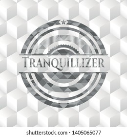 Tranquillizer retro style grey emblem with geometric cube white background