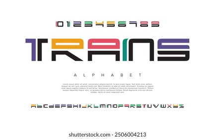 Trans creative modern geometric urban alphabet font. Digital abstract futuristic, game, techno, robot, music, logo, sport, minimal technology typography. Simple numeric vector illustration