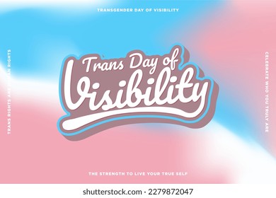  Trans Day Visibility Typographic Banner  Trans pride flag colored gradient background  Trans rights are human rights  Editable Vector Illustration  EPS 10 