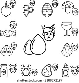Trans fat, allergic icon in a collection with other items