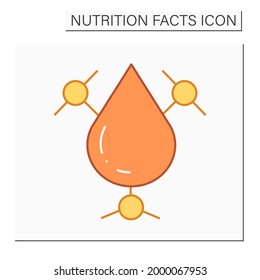 Trans fat color icon. Bad fats. Trans fats content. Macronutrients. Nutrition facts. Healthy, balanced nutrition concept. Diet.Isolated vector illustration