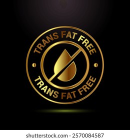 Trans fat free icon design illustration, Zero trans fat icon for healthy concept, Gold color