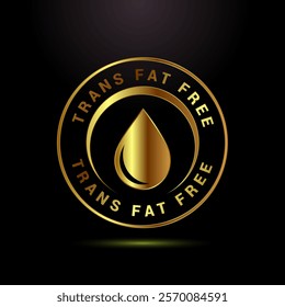 Trans fat free icon design illustration, Zero trans fat icon for healthy concept, Gold color