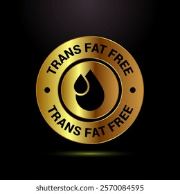 Trans fat free icon design illustration, Zero trans fat icon for healthy concept, Gold color