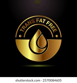 Trans fat free icon design illustration, Zero trans fat icon for healthy concept, Gold color