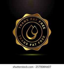 Trans fat free icon design illustration, Zero trans fat icon for healthy concept, Gold color