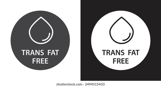 Trans fat free icon Flat set in black and white color outline vector