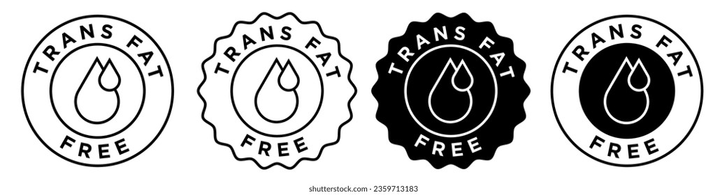 trans fat free icon. No cholesterol oil product packaging symbol. Non fatty dietary food vector.  