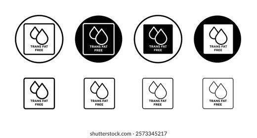 Trans fat free icon vector line logo mark or symbol set collection outline style