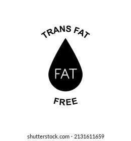 Trans Fat Free Label Icon  In Black Flat Glyph, Filled Style Isolated On White Background