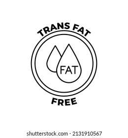 Trans Fat Free Label Icon In Black Line Style Icon, Style Isolated On White Background