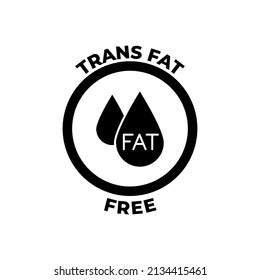 Trans fat free label icon  in black flat glyph, filled style isolated on white background