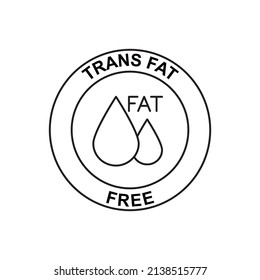 Trans Fat Free Label Icon In Black Line Style Icon, Style Isolated On White Background