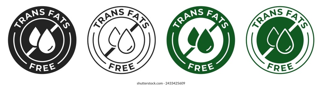 Trans fats free label. Low cholesterol icon. Trans fat free illustration for product packaging logo, sign, symbol or emblem. Low calories badge isolated.