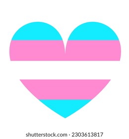 Ilustración vectorial transgénero de la bandera cardíaca aislada de la silueta. Símbolo de insignia emocional transgénero. Población de miembros del orgullo LGBT.