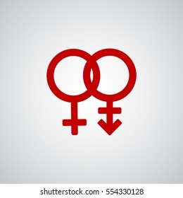 Trans gender red symbol on gray background