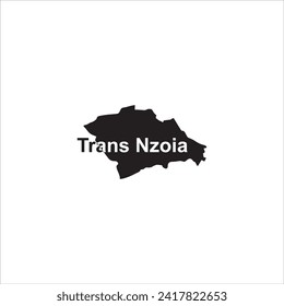 Trans Nzoia Kenya map and black lettering design on white background