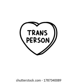 trans person heart doodle icon, vector illustration