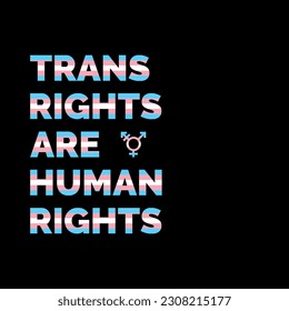 Trans rights are human rights banner with trans flag colors. Vector illustration.