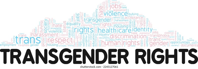 Trans Rights word cloud conceptual design isolated on white background.