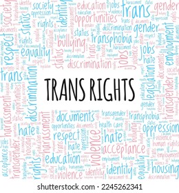 Trans Rights word cloud conceptual design isolated on white background.