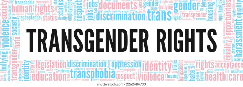 Trans Rights word cloud conceptual design isolated on white background.